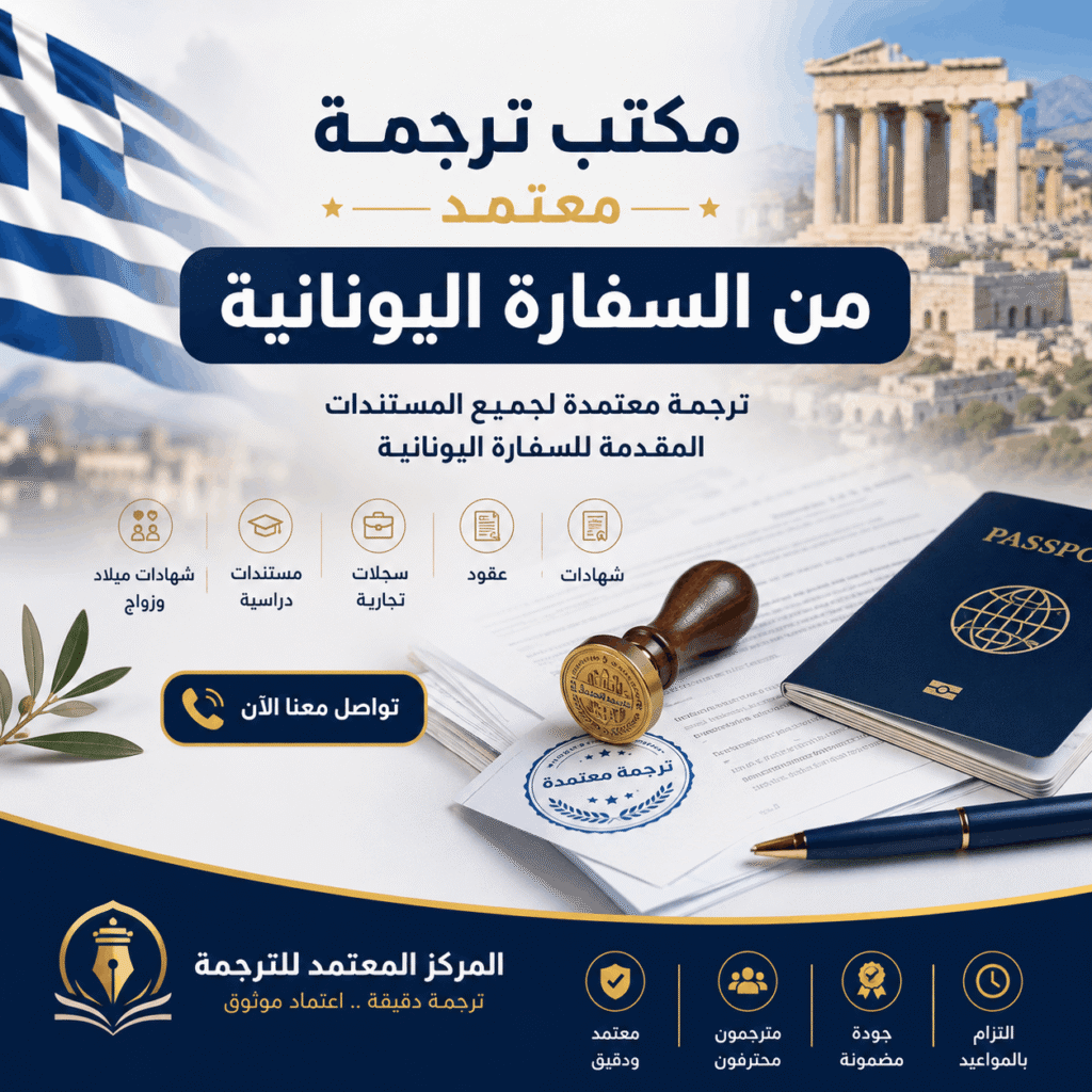 مكتب ترجمة معتمد من السفارة اليونانية